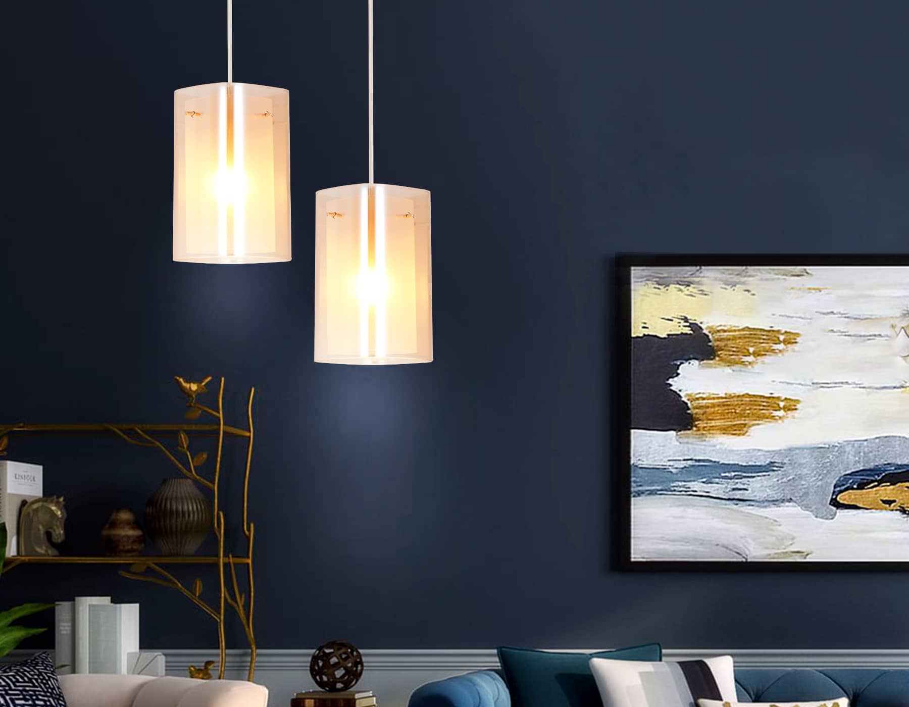 Подвесной светильник TR3681 GD/TI/FR золото/янтарь/белый матовый E14 max 40W D110*950