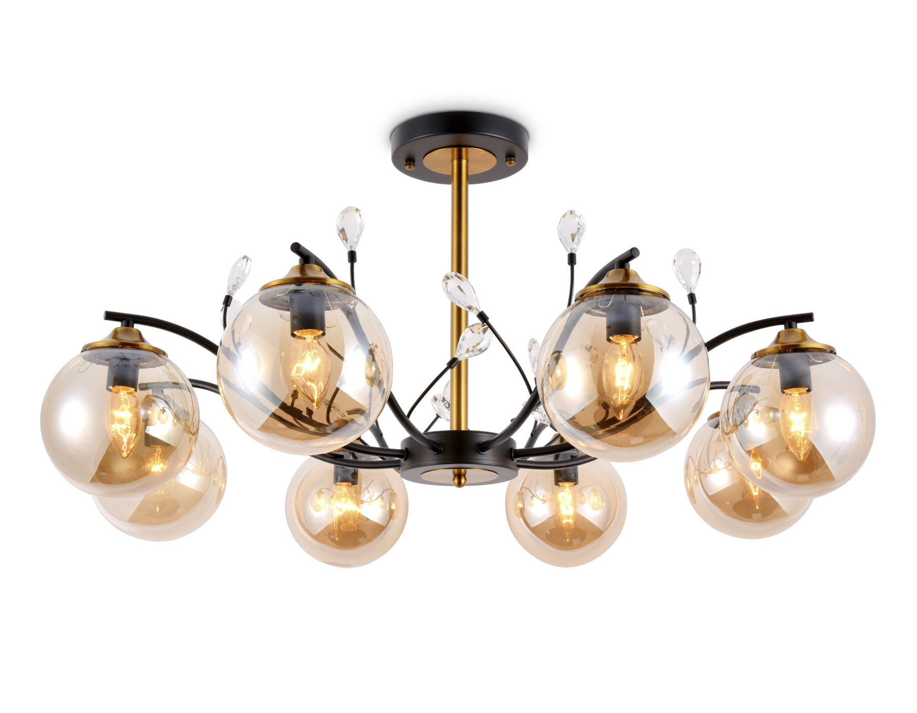 Подвесная люстра Ambrella TR9076 черный/янтарь E14 max 40W D850*420