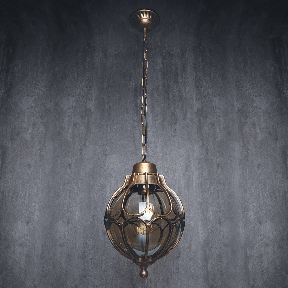 Светильник садово-парковый Feron PL3805  круглый на цепочке 60W 230V E27, черное золото