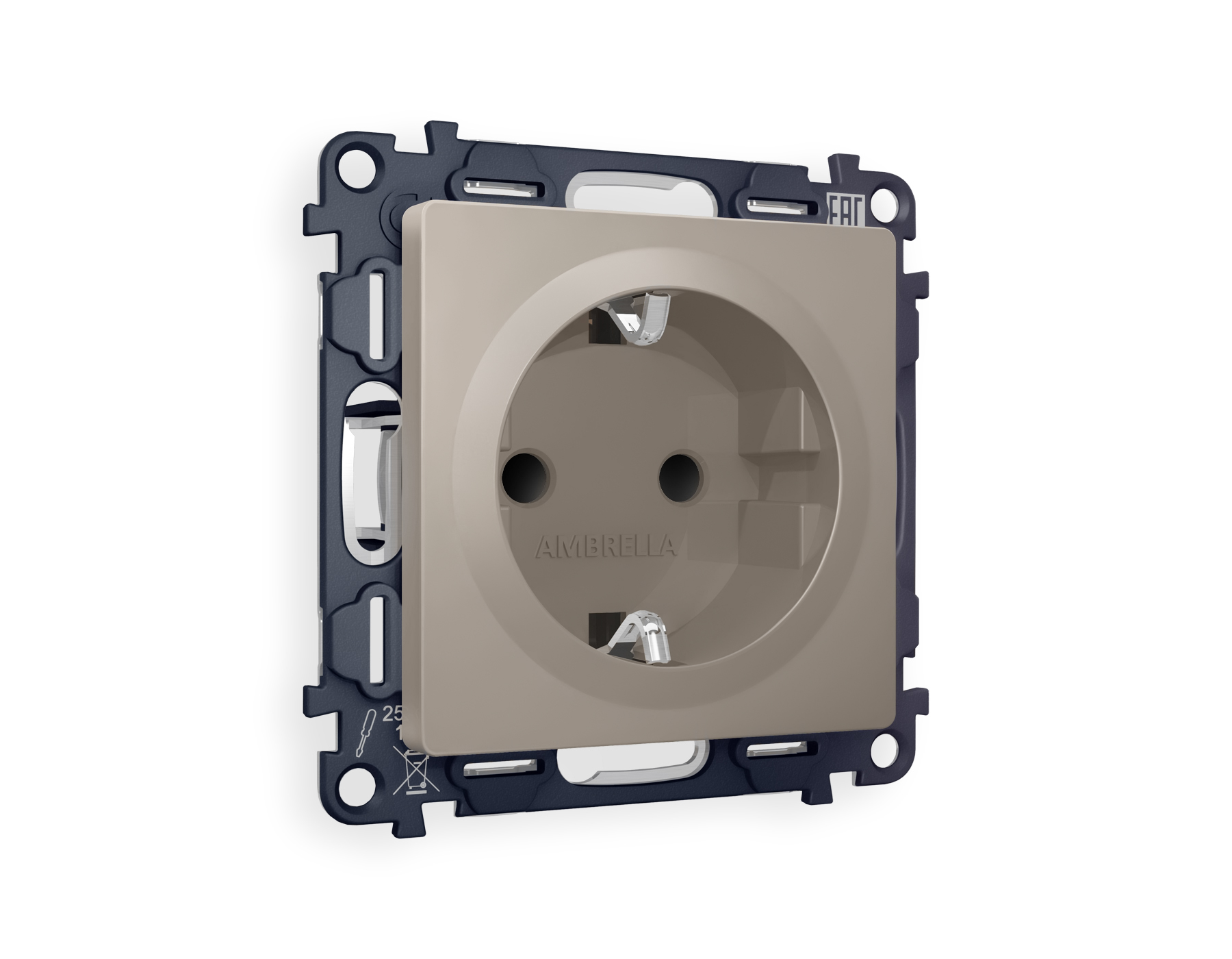 MA367010 Комплект механизма электрической розетки ALFA Серо-бежевый матовый с/з с шторками QUANT (AP3670, VM141)