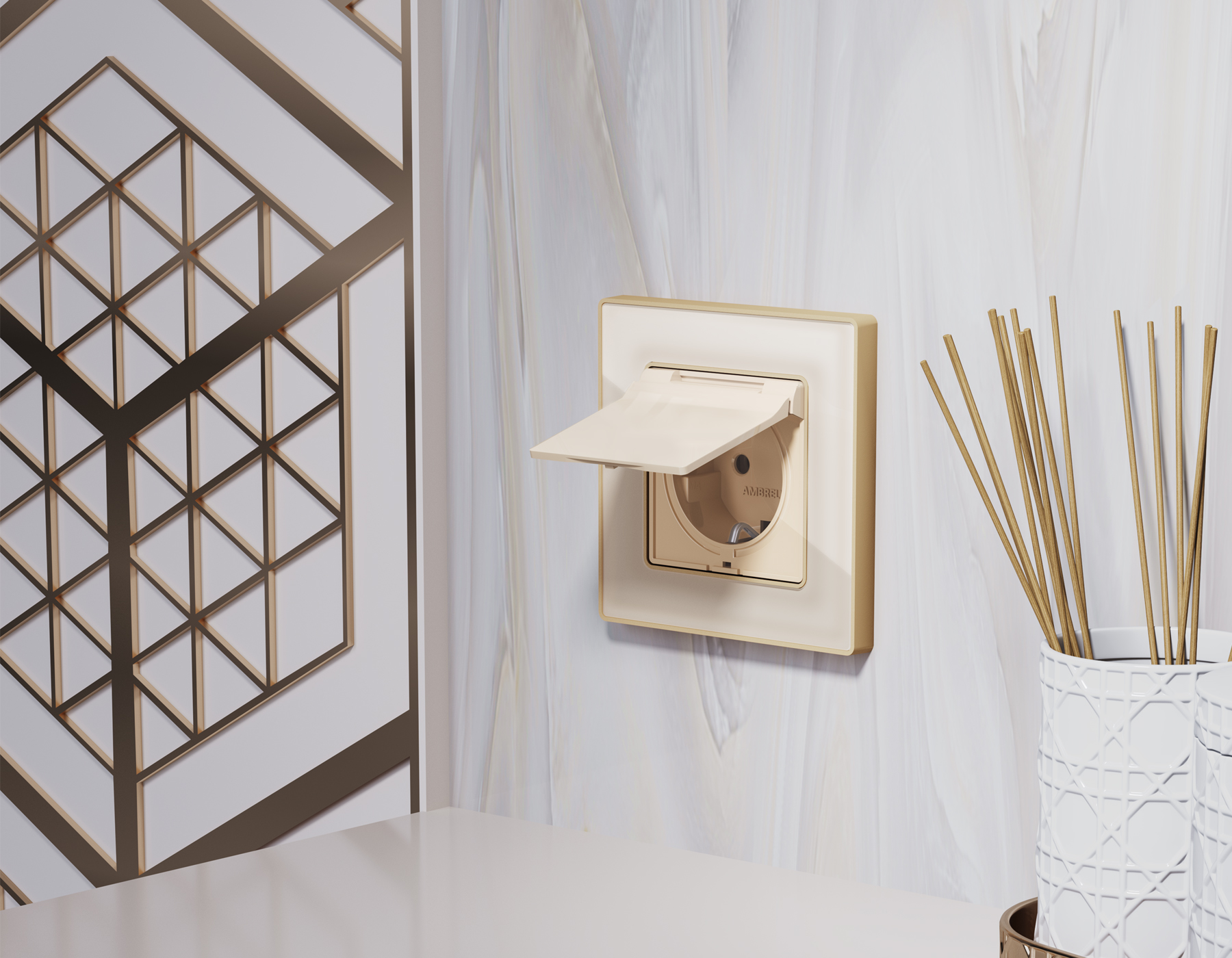 AF580342 Рамка ALFA Arctic (Бежевый Стекло органическое/Шампань) 2-ая