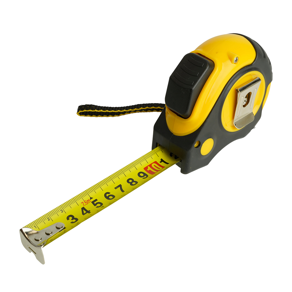 Рулетка, 7,5 м х 25 мм, прорезиненное покрытие, II класс точности, автостоп MTS-77-R