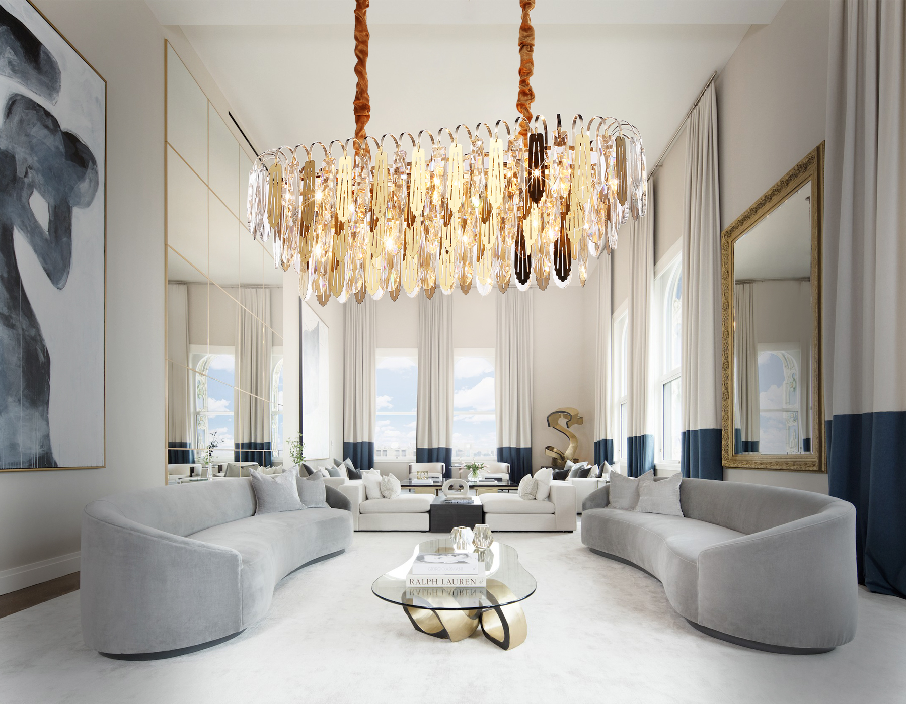 Подвесная люстра TR5260/10 SGD/CL золото/прозрачный E27*10 max 40W 800*300*270