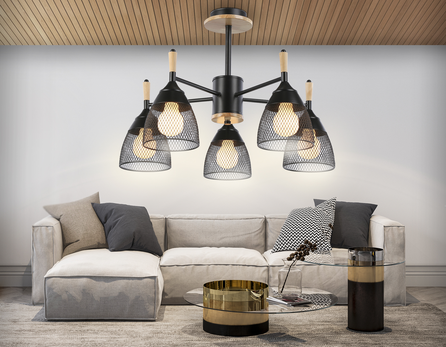 Подвесная люстра TR8015/5 BK черный E27*5 max 40W D600*385 Подвесная люстра TR8015/5 BK черный E27*5 max 40W D600*385