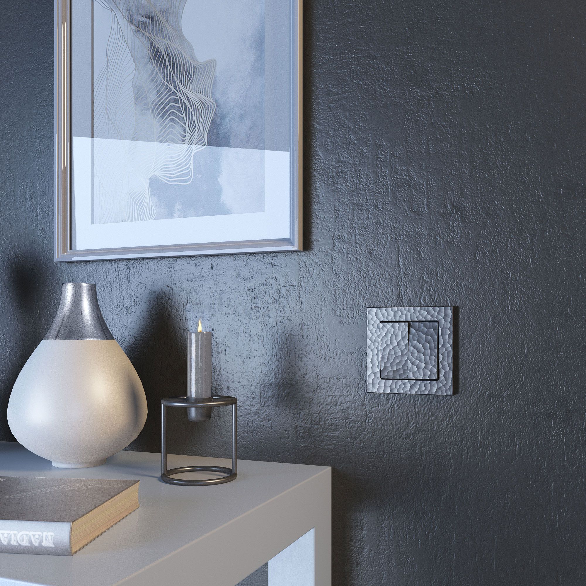 Выключатель двухклавишный Werkel Hammer (серебряный) / W1220006 / a052083