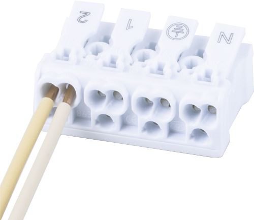 Монтажная пружинная клемма STEKKER для подключения фазных проводников 4 полюса, без креплений, LD294-4004 (32735)