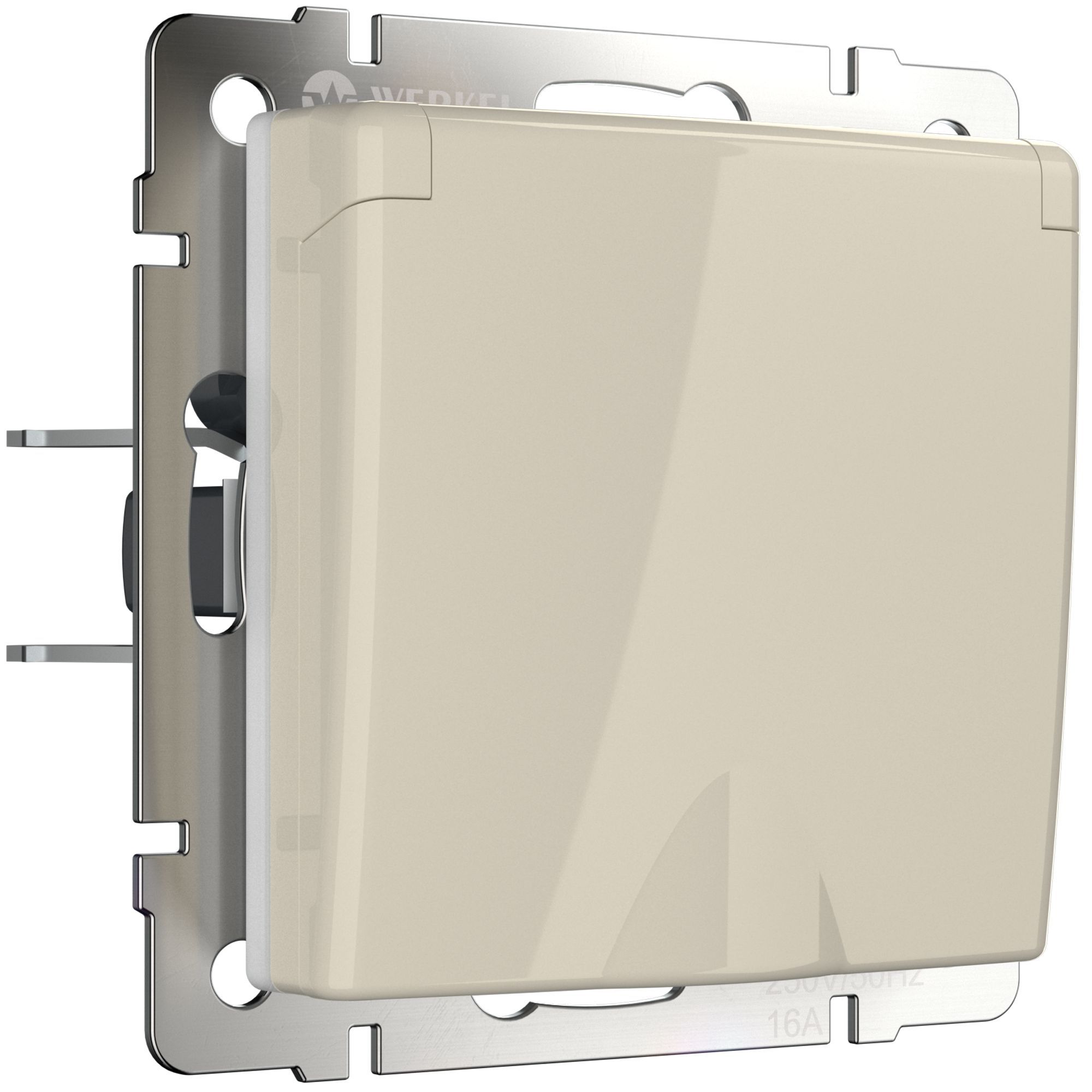 Розетка влагозащ. с зазем. с защит. крышкой и шторками WERKEL (слоновая кость) WL03-SKGSC-01-IP44-ivory / W1171203 / a028894