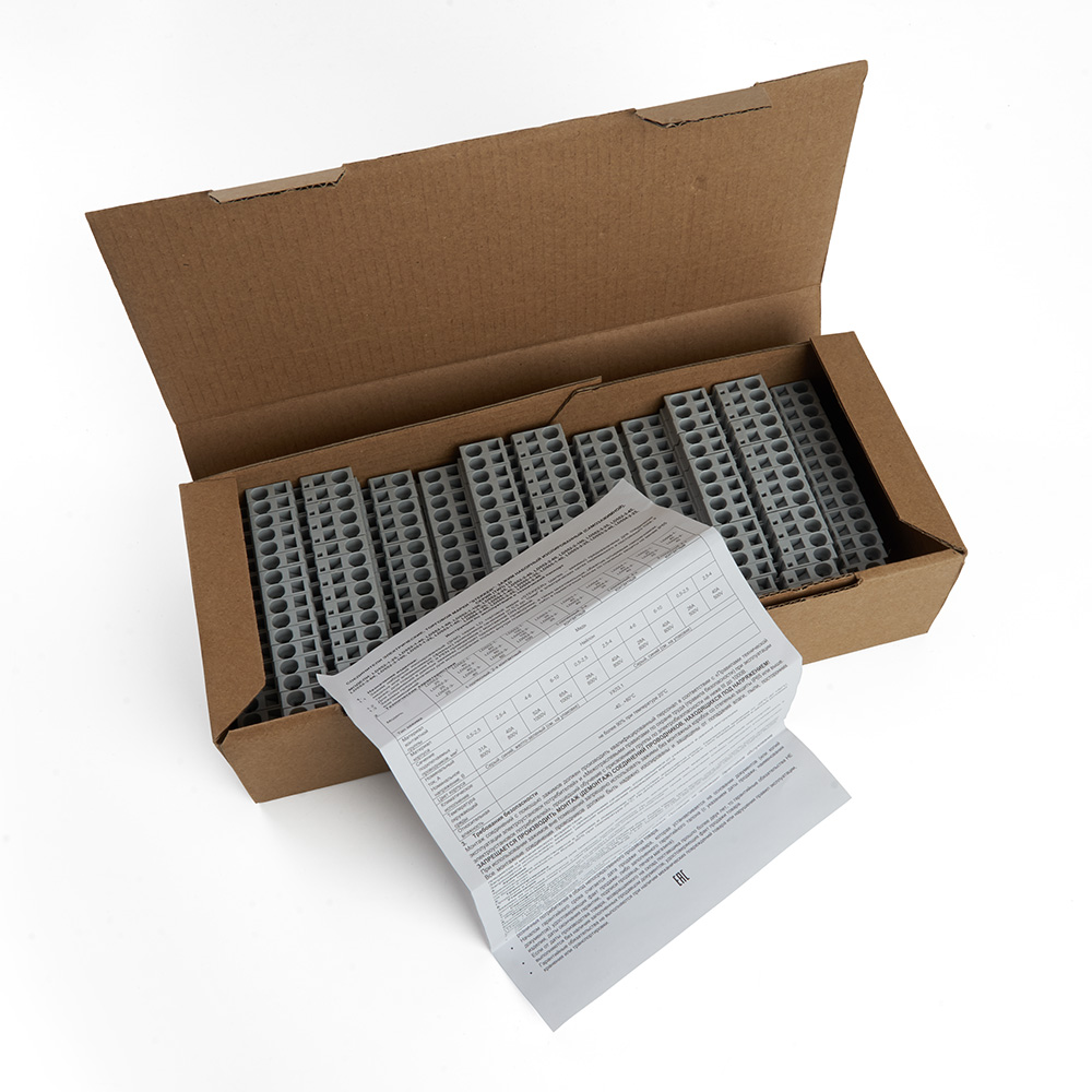 Зажим пружинный, 4-проводной проходной 2 уровня ЗНИ - 4.0 (JXB ST 4), серый STEKKER