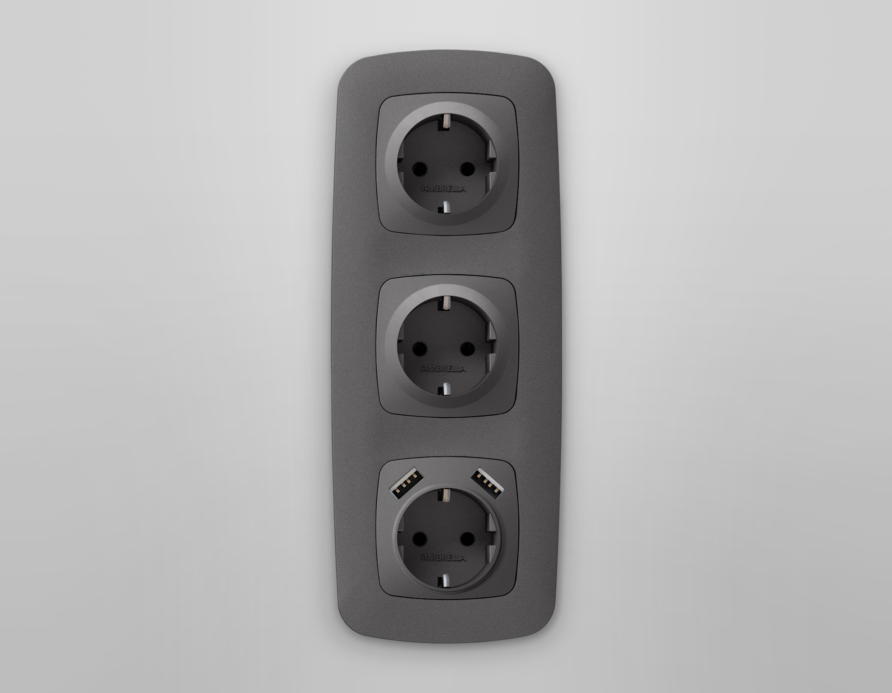 OP6570 Лицевая панель OMEGA (Антрацит серый) для электрической розетки с/з со шторками QUANT