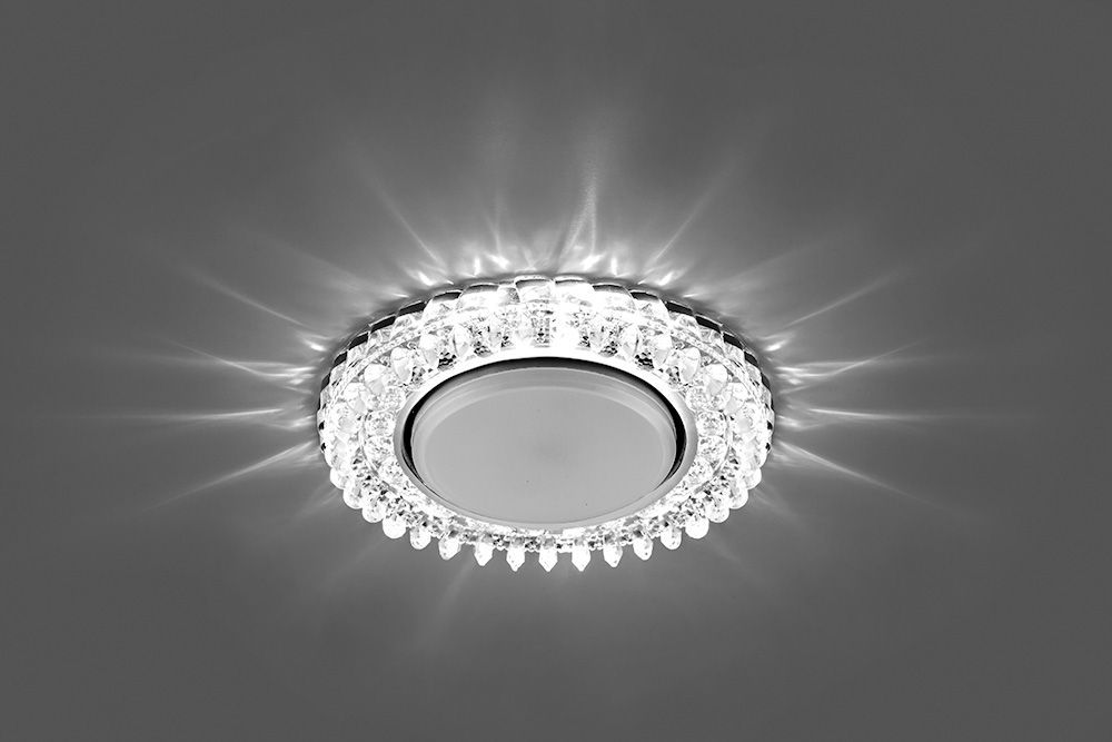 Светильник встраиваемый с белой LED подсветкой Feron CD4027 потолочный GX53 без лампы прозрачный Светильник встраиваемый с белой LED подсветкой Feron CD4027 потолочный GX53 без лампы прозрачный