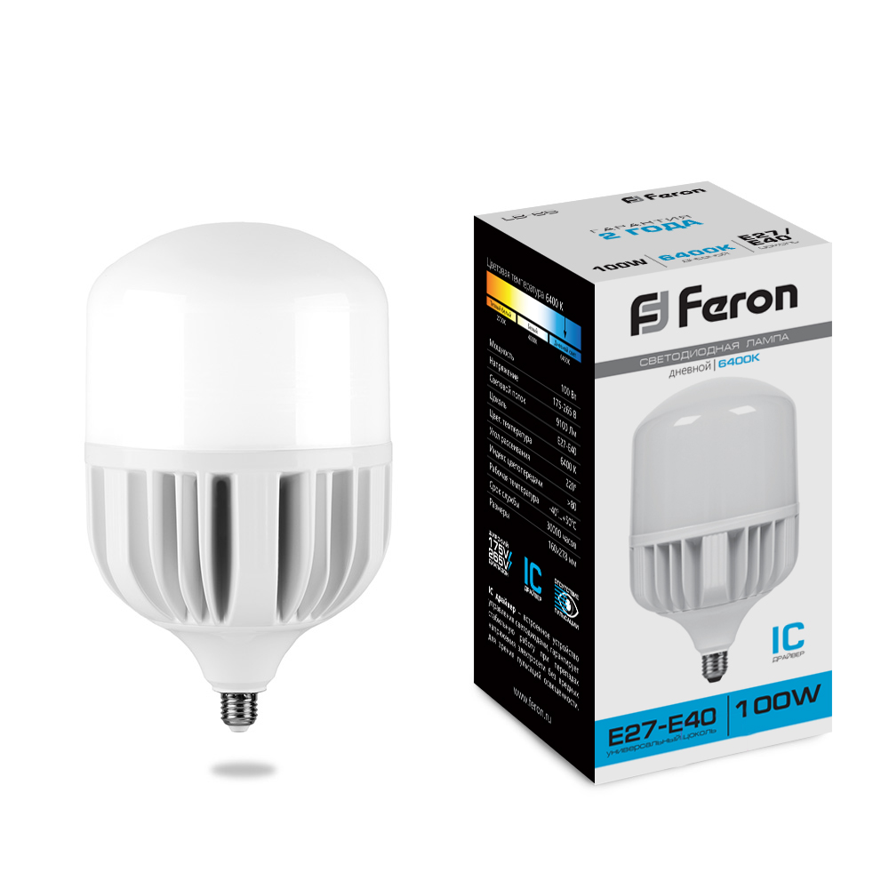 Лампа светодиодная Feron LB-65 E27-E40 100W 6400K Лампа светодиодная Feron LB-65 E27-E40 100W 6400K