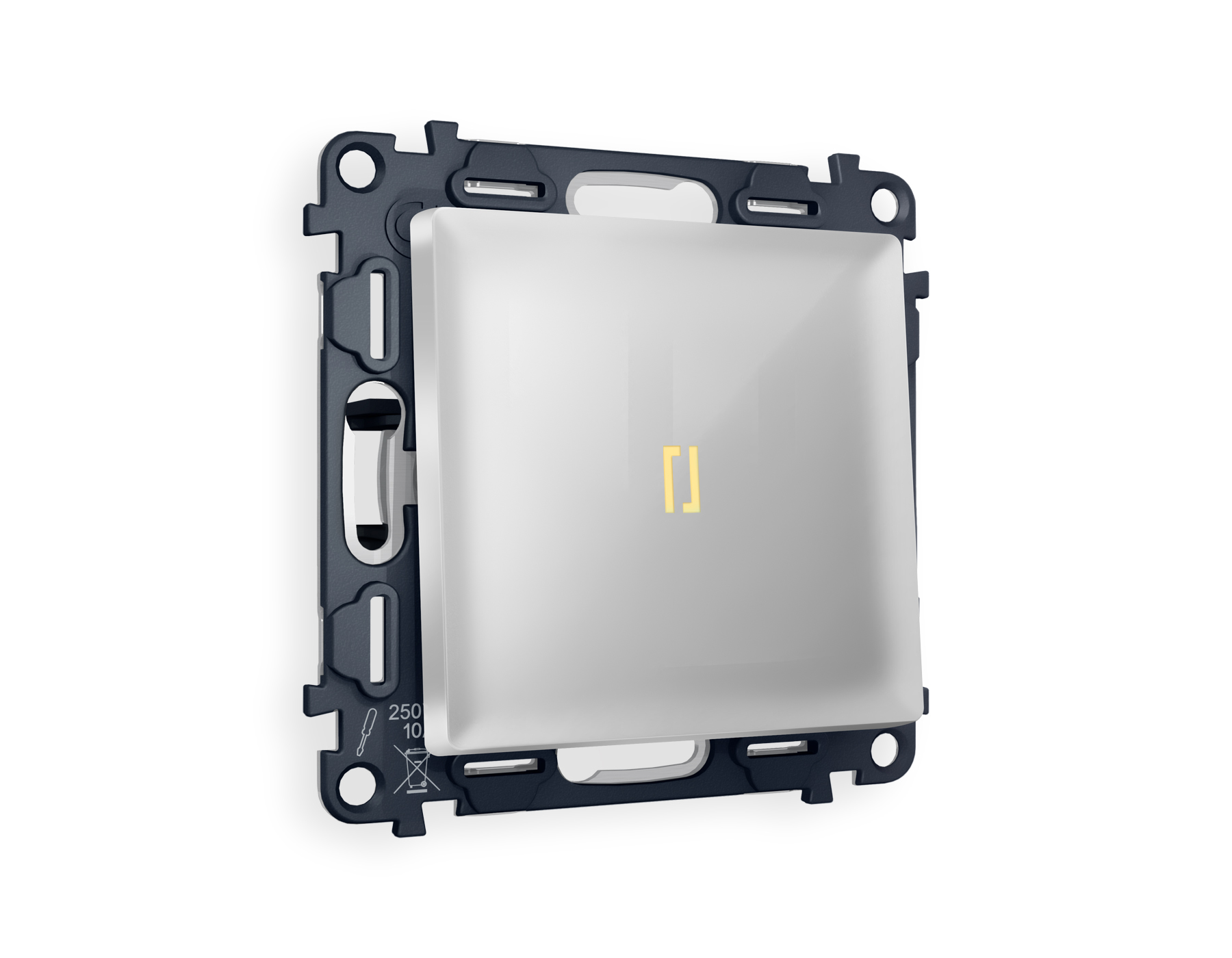 MA402030 Комплект механизма 1-кл проходного выключателя с подсветкой 3200K ALFA Серебро глянец QUANT (AP4020, VM105, G22Y)