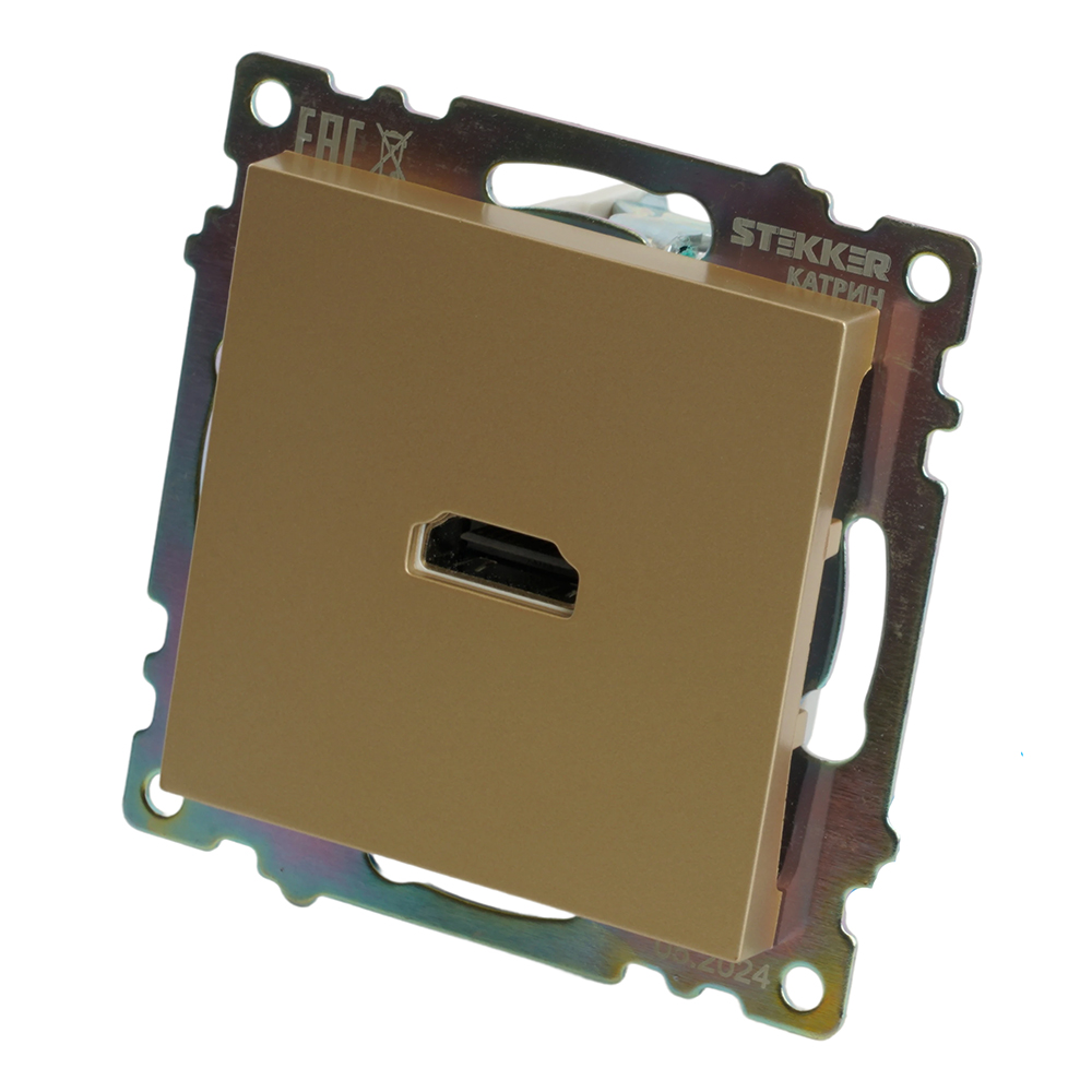Розетка HDMI 2.1, Type A (механизм), STEKKER, GLS00-7118-08, серия Катрин, золото