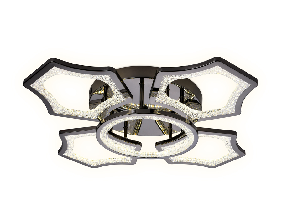 Потолочный светодиодный светильник с пультом Ambrella FA576/4+1 DCH черный хром 106W 620*620*120 (ПДУ РАДИО 2.4G)