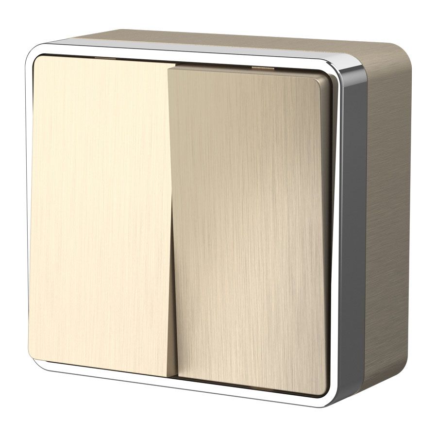 Выключатель  двухклавишный Werkel Gallant (шампань рифленый) WL15-03-01 / W5020010 / a041421