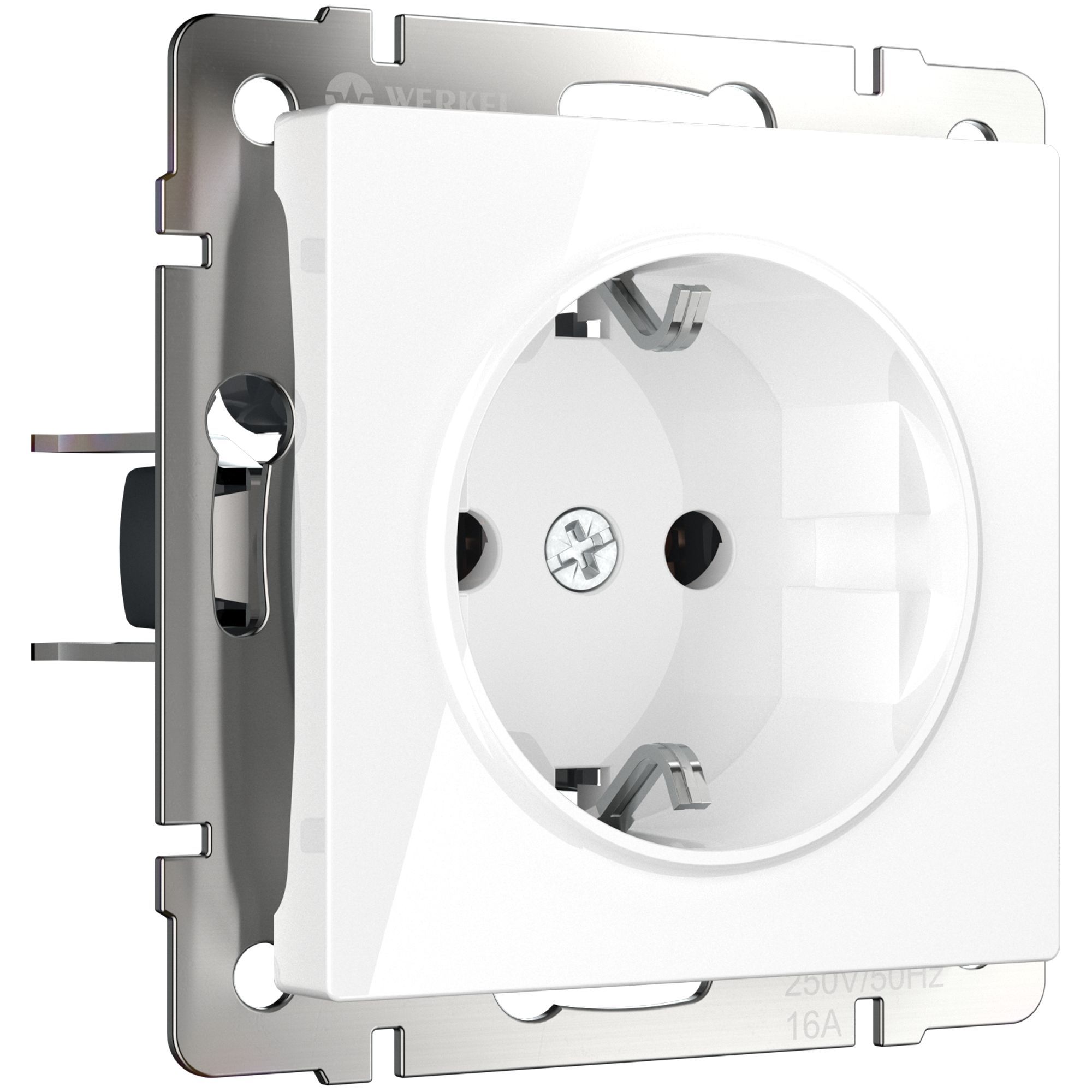 Розетка с заземлением, безвинтовой зажим WERKEL (белая) WL01-10-01 / W1171301 / a041199