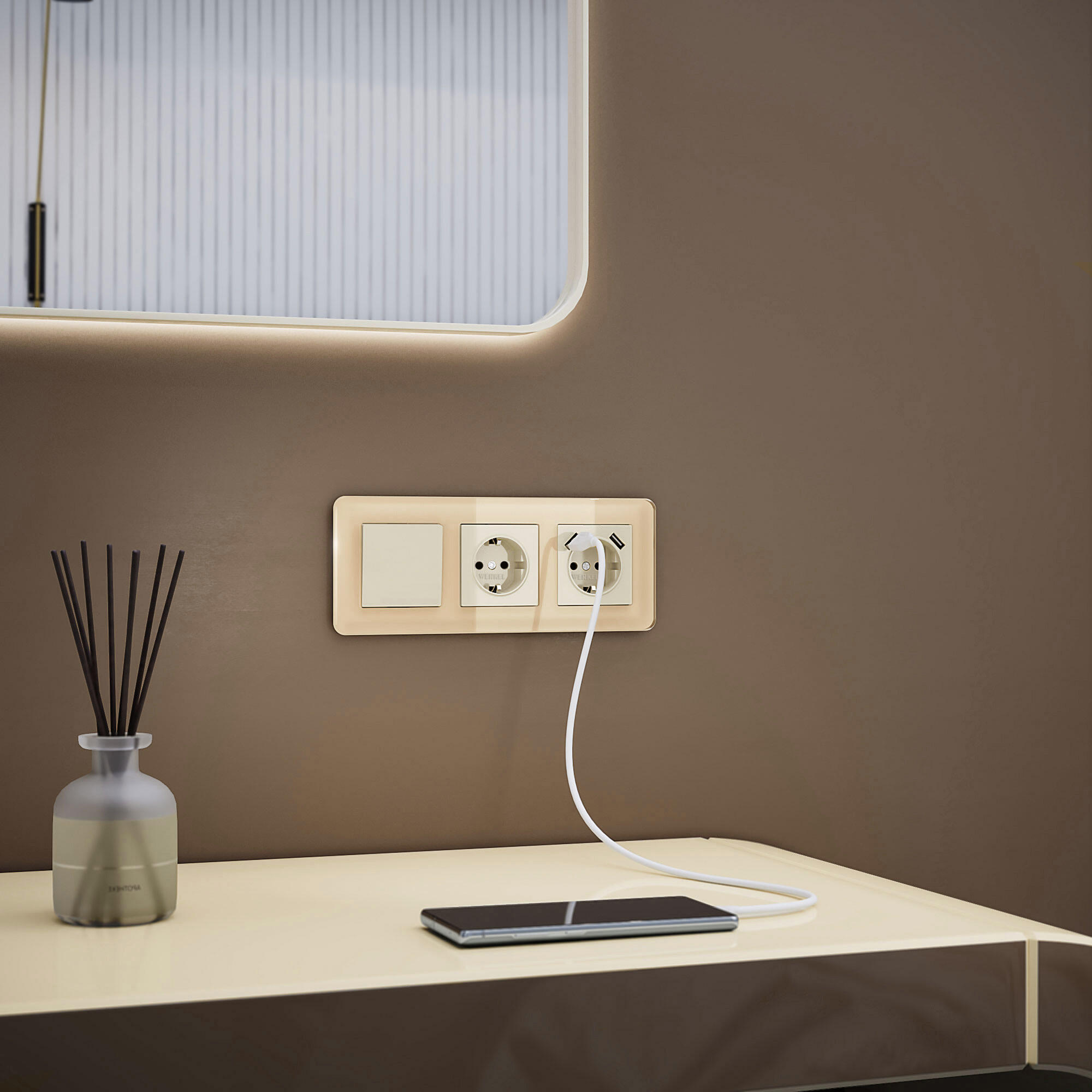 Рамка WERKEL на 3 поста Elite (айвори, стекло) W0032443