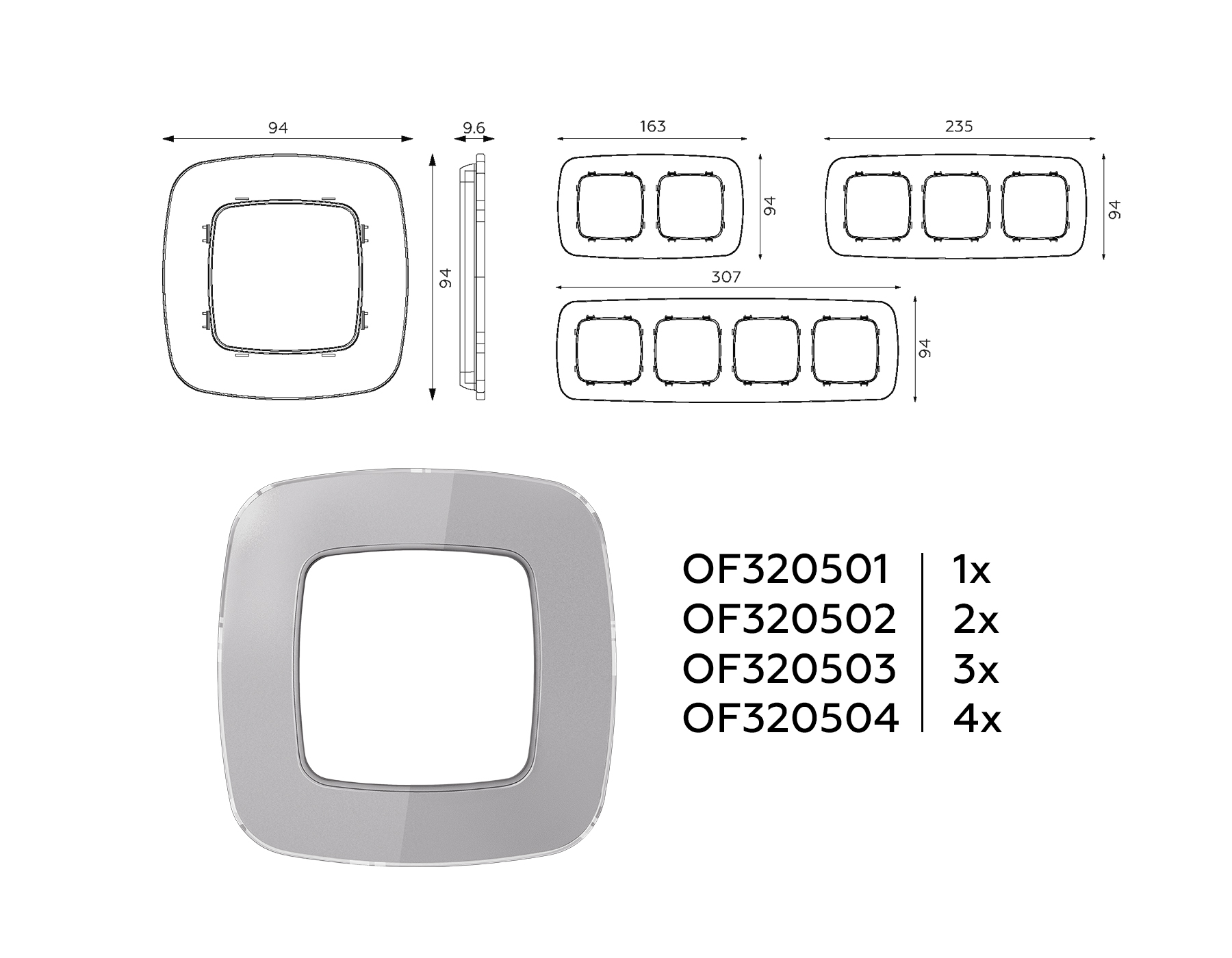 OF320504 Рамка OMEGA Radian (Сталь Стекло органическое) 4-ая