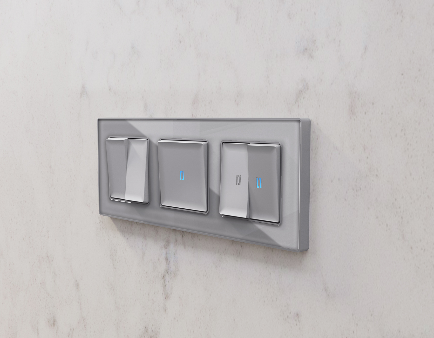 AP5030 Лицевая панель ALFA (Сталь матовый) для 2-кл выключателей QUANT