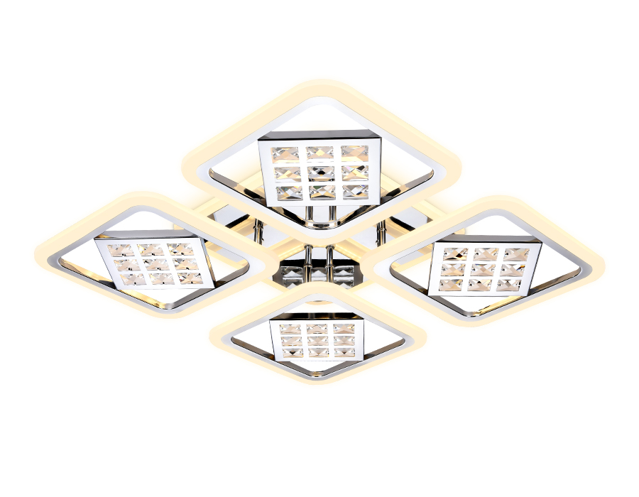 Потолочный светодиодный светильник Ambrella с пультом FA288 хром 116W 750*750*80