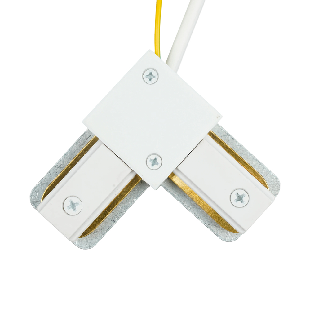 Коннектор угловой однофазный для шинопровода с проводом, белый, LD1021С