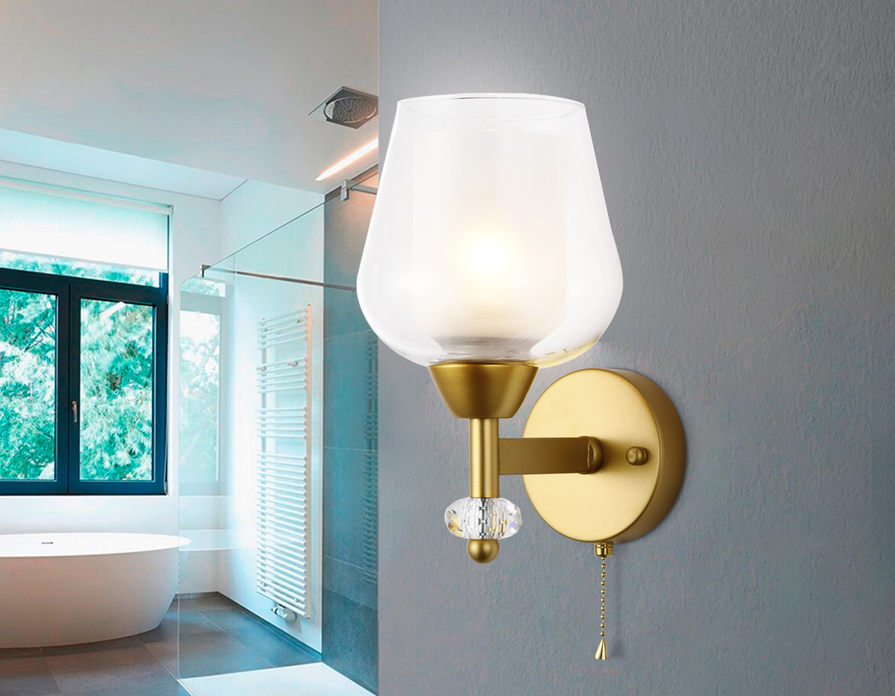 Настенный светильник с выключателем Ambrella TR3159 GD/CL золото/прозрачный E27 max 40W 253*145*193