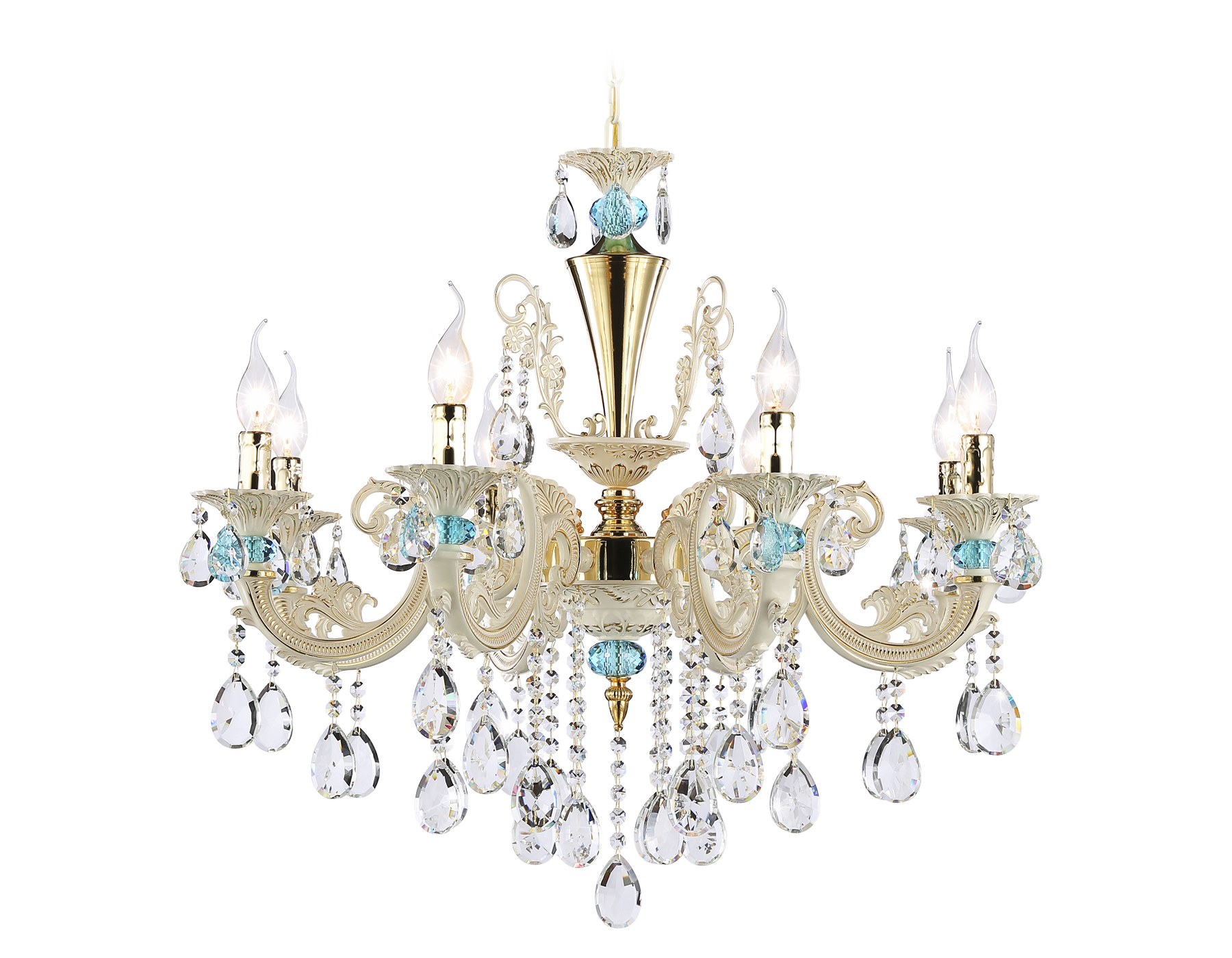 Подвесная люстра TR4926/8 GD/WH/CL золото/белый/прозрачный E14*8 max 40W D740*630