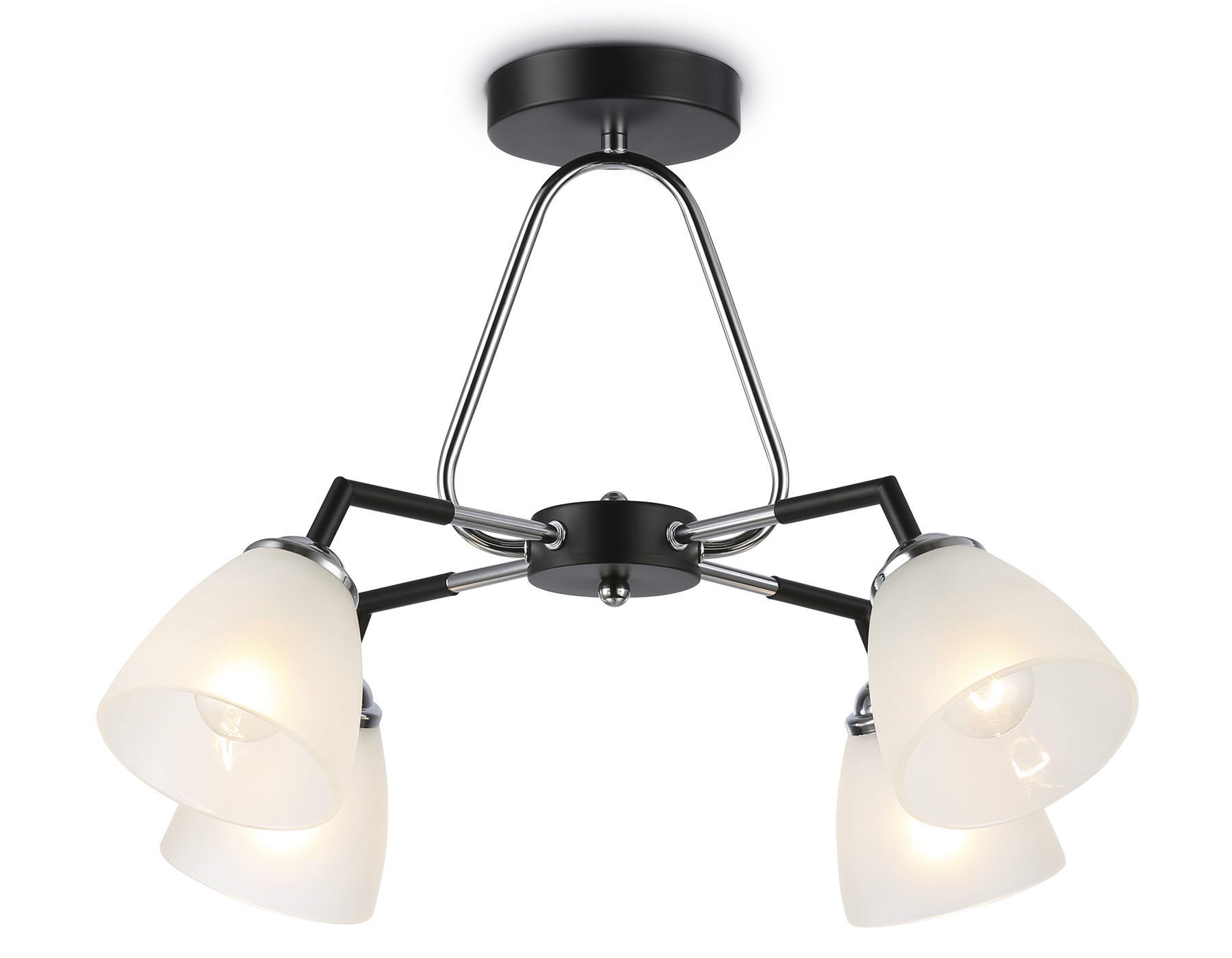 Подвесной светильник TR303293/4 BK/CH/FR черный/хром/белый матовый E27*4 max 60W D590*380 Подвесной светильник TR303293/4 BK/CH/FR черный/хром/белый матовый E27*4 max 60W D590*380