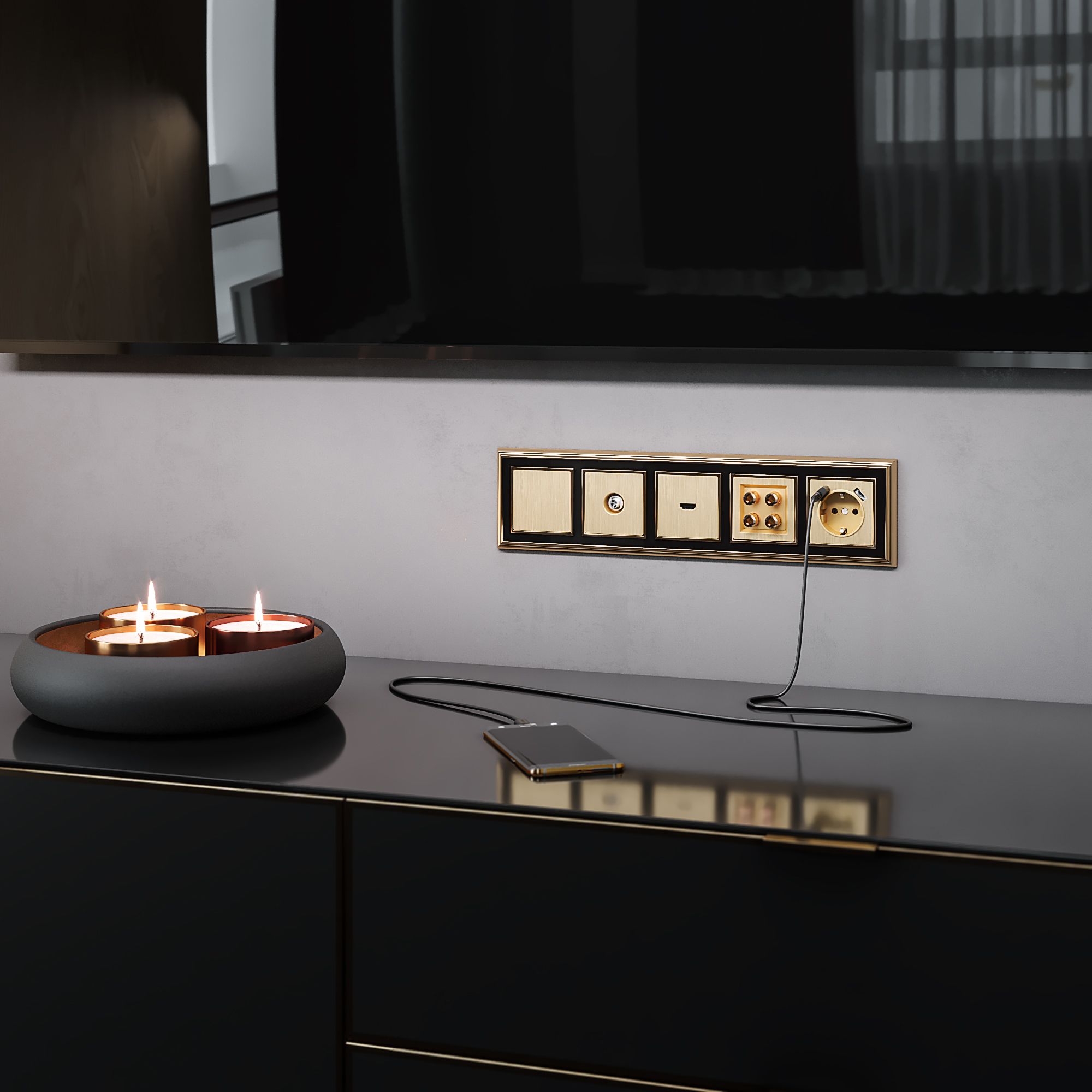 Рамка на 5 постов Werkel Palacio (золото/черный) WL17-Frame-05