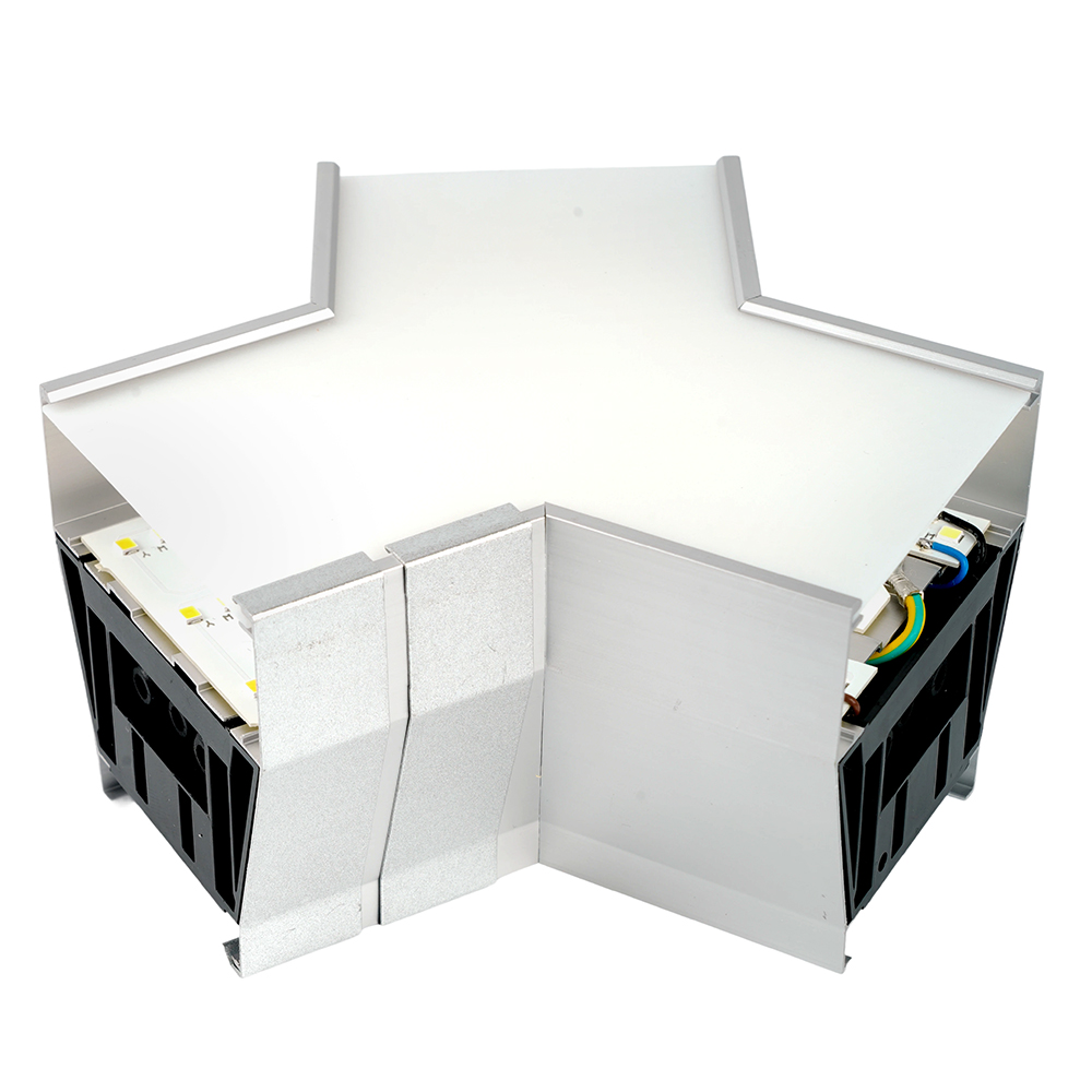 Светильник коннектор Feron AL4036Y 5W 550Lm 3000К-4000К-6400K, Y-образный, с ручным переключением режимов, серебро, 148*128*70мм возмож. соедин. в линию, серия RetailRay