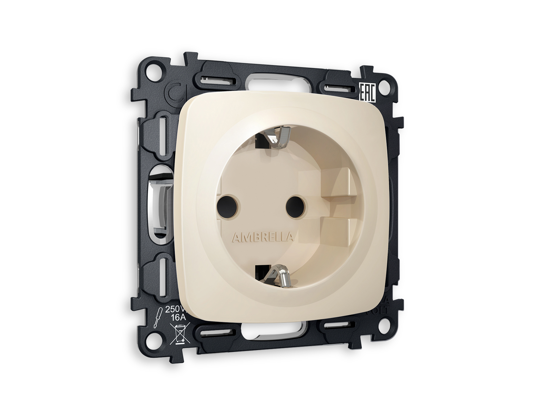 MO327010 Комплект механизма электрической розетки OMEGA Бежевый матовый с/з с шторками QUANT (OP3270, VM141)