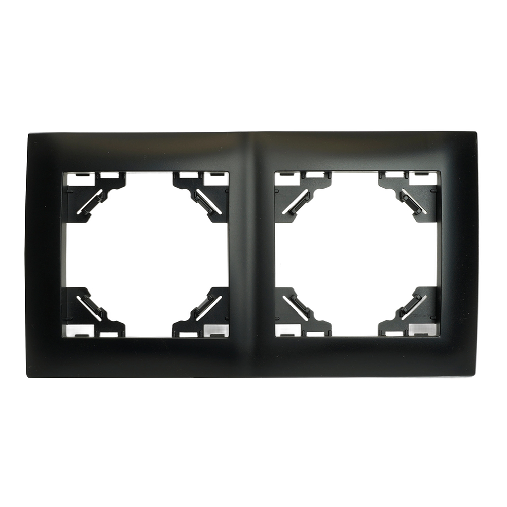 Рамка 2-местная, горизонтальная, STEKKER, PFR00-9012-03, серия Эрна Элегант, черный