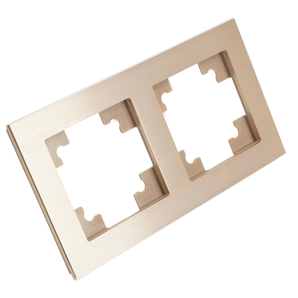 Рамка 2-местная, металл, STEKKER, MFR00-7002-02 , серия Катрин, шампань