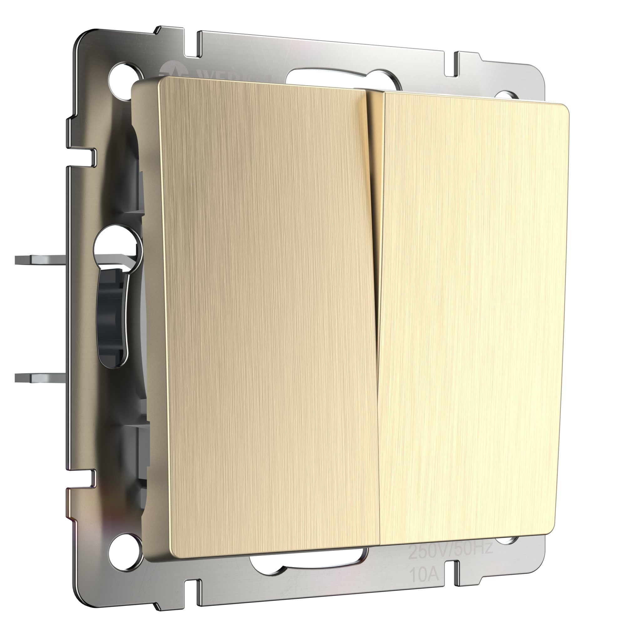 Выключатель двухклавишный проходной WERKEL (шампань рифленый) WL10-SW-2G-2W / W1122010 / a035613