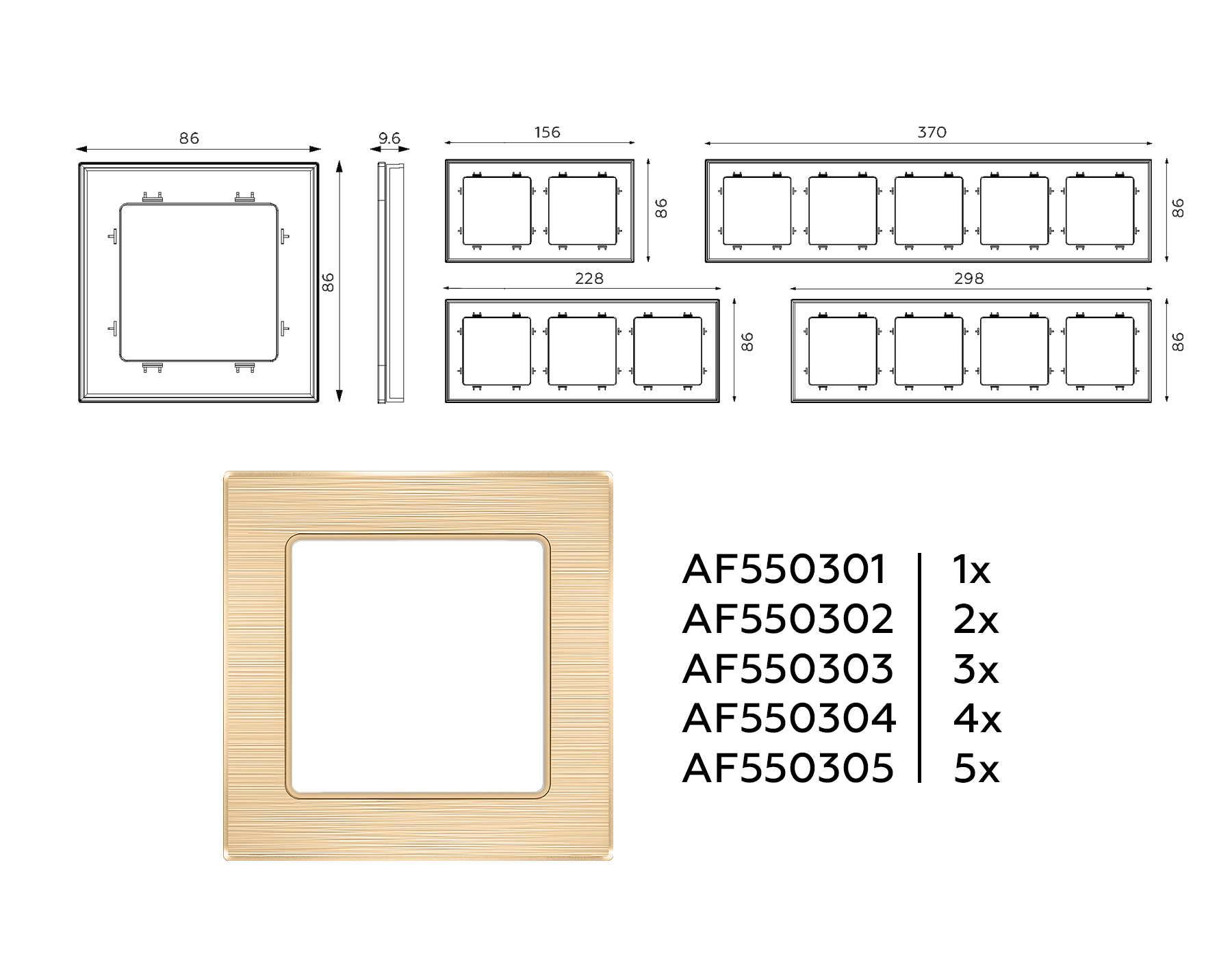 AF550301 Рамка ALFA Platos (Шампань Металл шлифованный) 1-ая