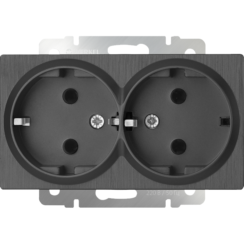 Розетка двойная с заземлением WERKEL  (графит рифленый) WL04-SKG-02-IP20 / W1172004 / a046604