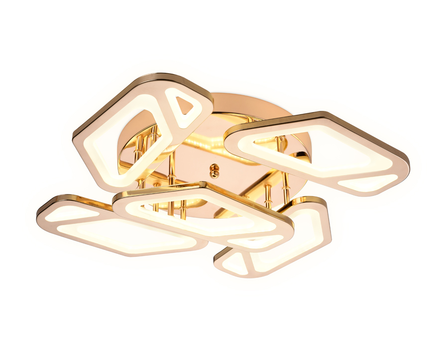 Потолочный светодиодный светильник с пультом Ambrella FA589/5 GD золото 113W 590*590*120 (ПДУ РАДИО 2.4G)