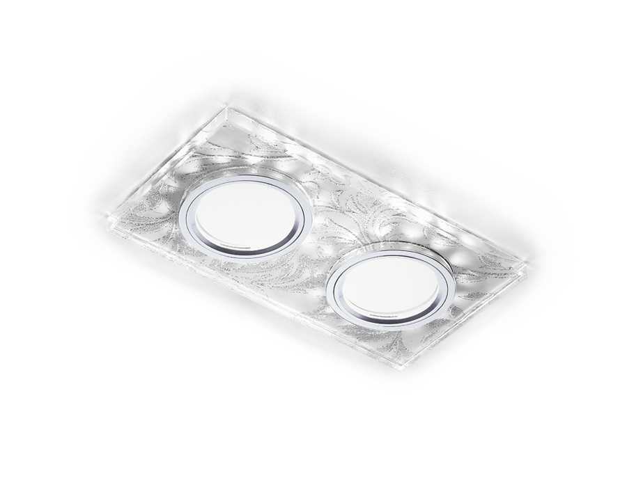 Встраиваемый светильник Ambrella S234/2 W/CH/WH белый/серебро/2MR16+6W(LED WHITE)