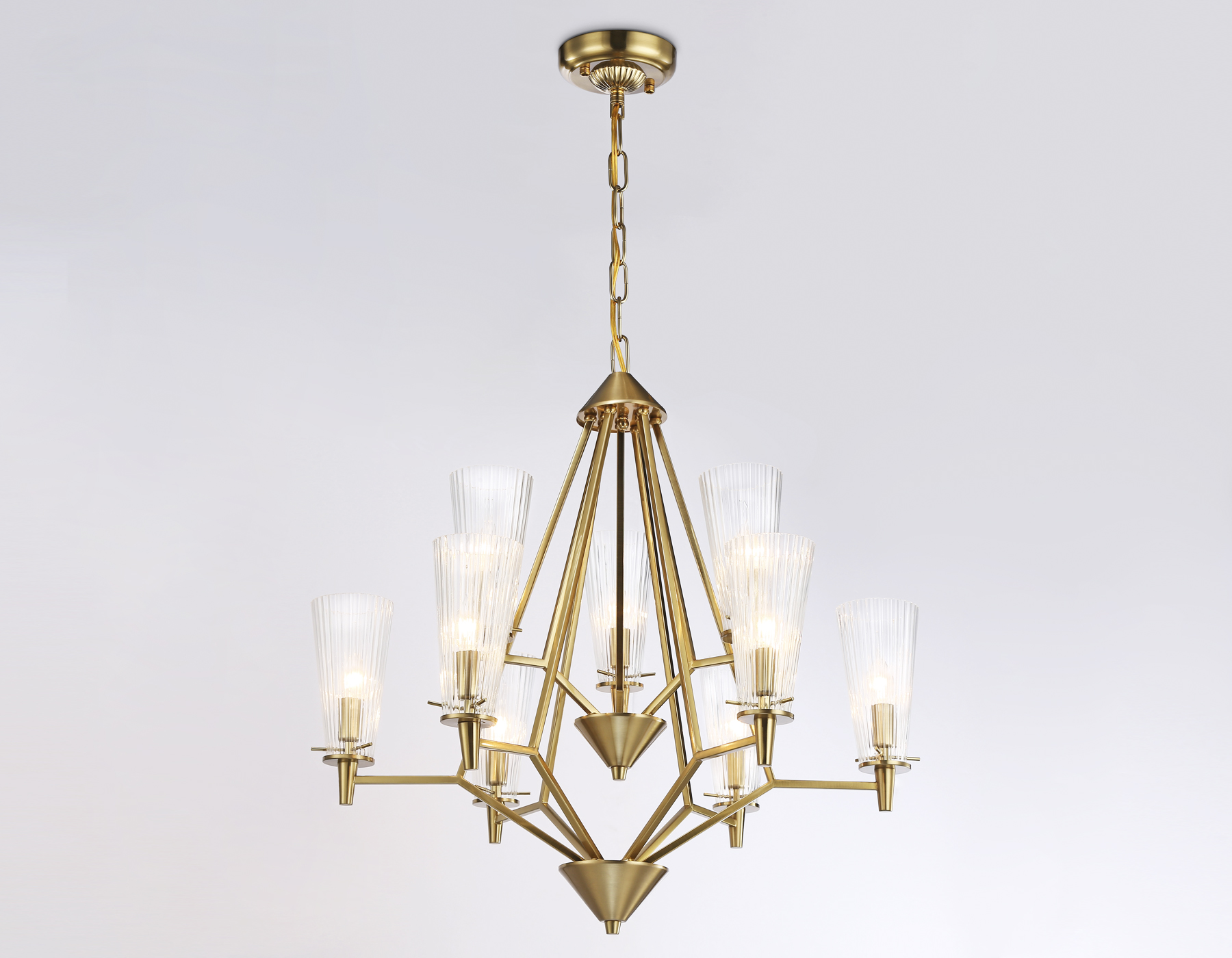 Подвесная люстра TR3233/6+3 BS/FR латунь/белый матовый E14*9 max 40W D730*720