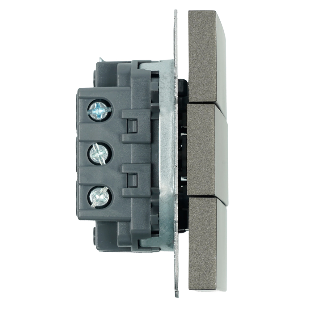 Выключатель 3-клавишный (механизм), STEKKER, 250В, 10А, серия Эмили, RSW10-5108-09, антрацит, soft touch