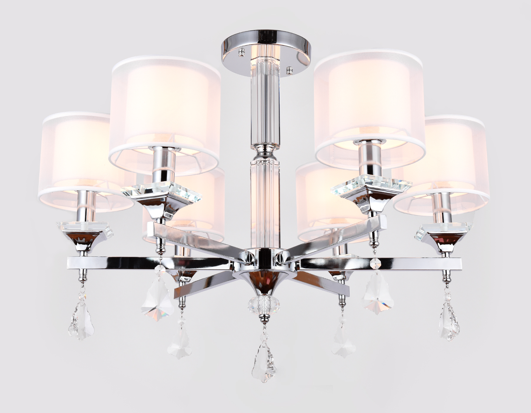 Подвесная люстра с хрусталем Ambrella TR4533/6 CH/WH хром/белый E14/6 max 40W D700*560