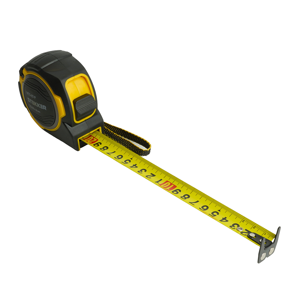 Рулетка, 7,5 м х 25 мм, магнит, II класс точности, двухстороннее нанесение, STEKKER MTS-87-P