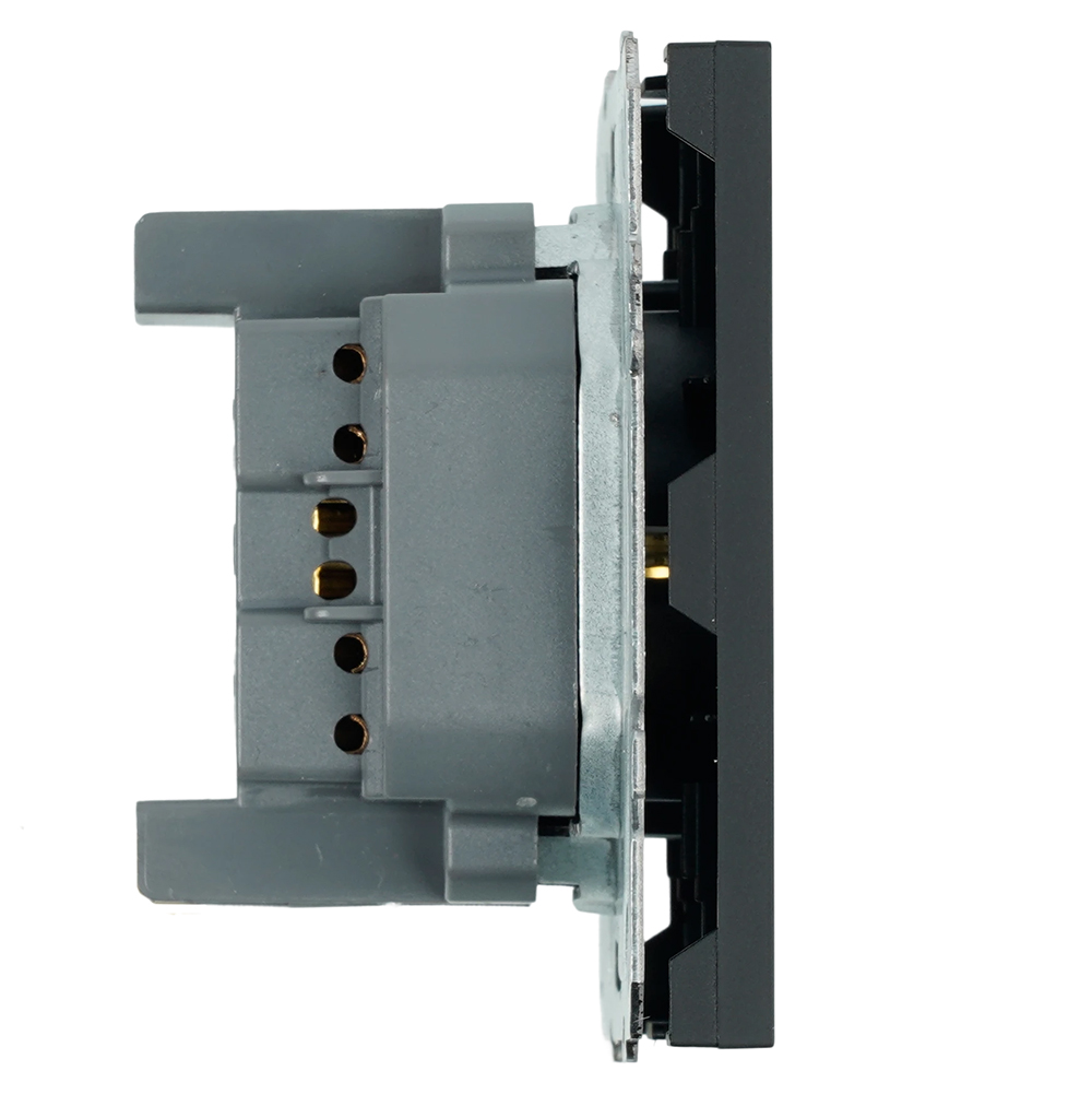 Розетка 1-местная с з/ш, с/з (механизм), СЗК, STEKKER, 250В, 16А, серия Эмили, RST16-5110-05ZK, черный уголь, soft touch