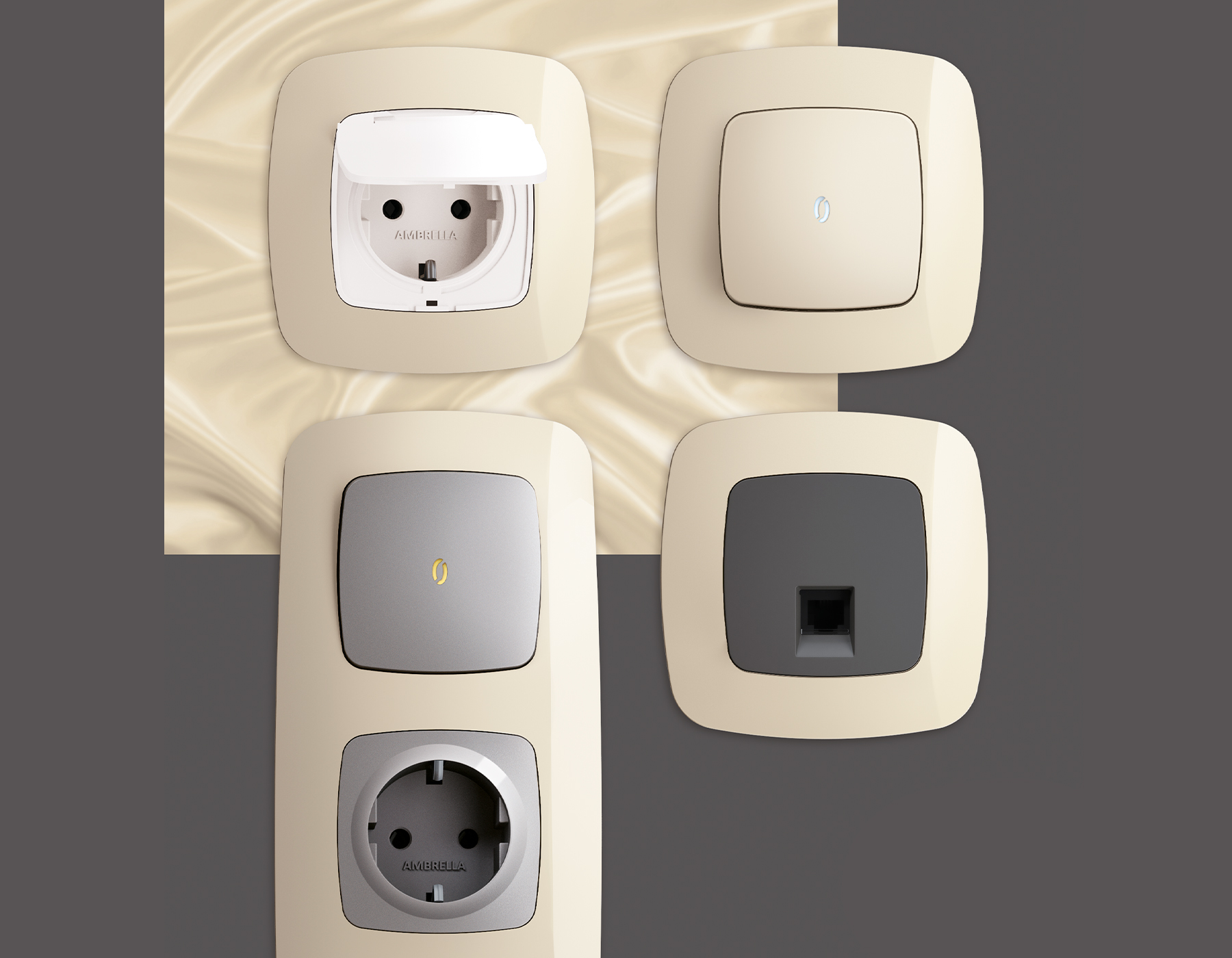 OF140305 Рамка OMEGA Ecta (Бежевый глянец) 5-ая