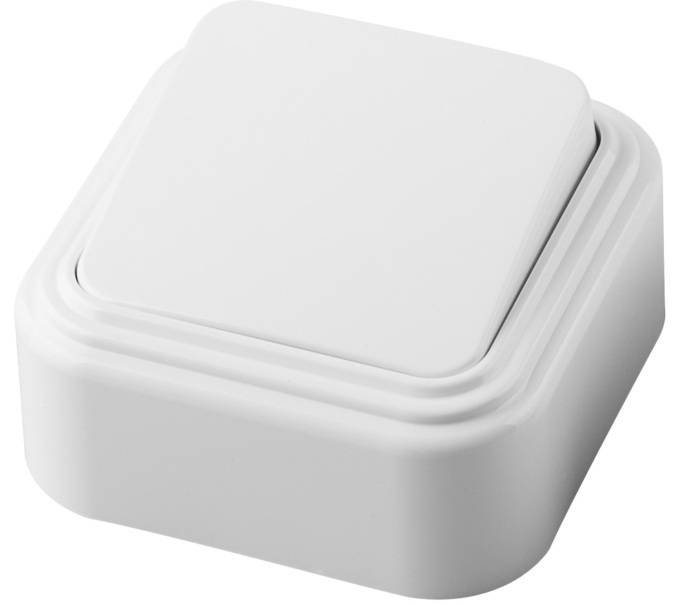 Выключатель STEKKER PSW06-21-20 одноклавишный открытой установки, 250В, 6А, IP20, белый  (VA 16-131-Б)