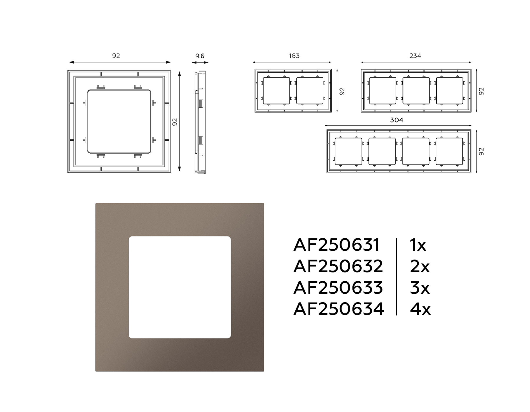 AF250634 Рамка ALFA Qubi (Темная бронза матовый) 4-ая