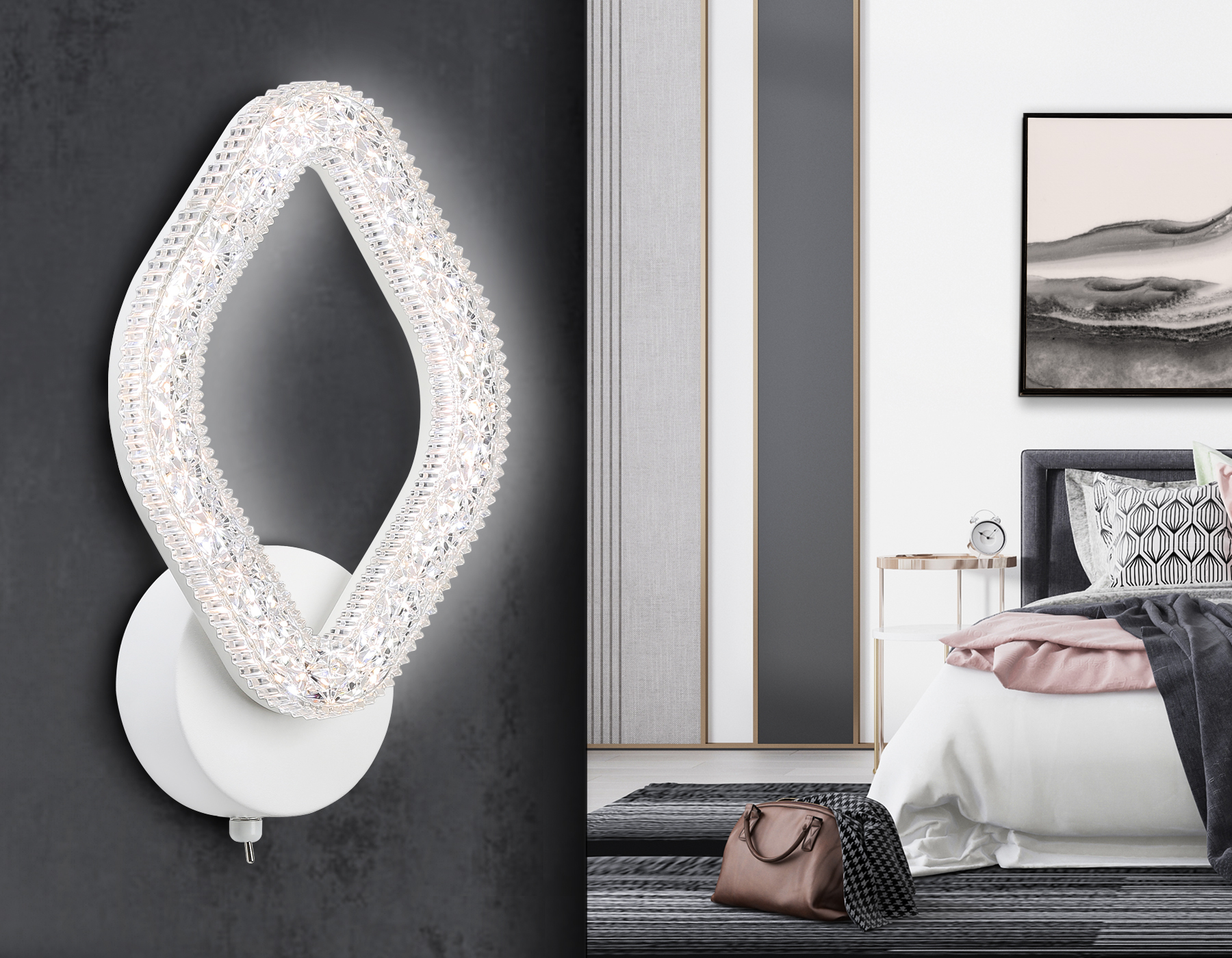 Настенный LED светильник FA3931 WH белый 20W 3000K/4200K/6400K 270*165*90