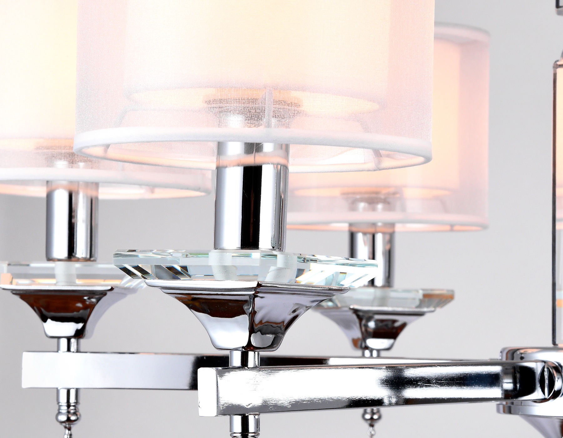 Подвесная люстра с хрусталем Ambrella TR4533/6 CH/WH хром/белый E14/6 max 40W D700*560