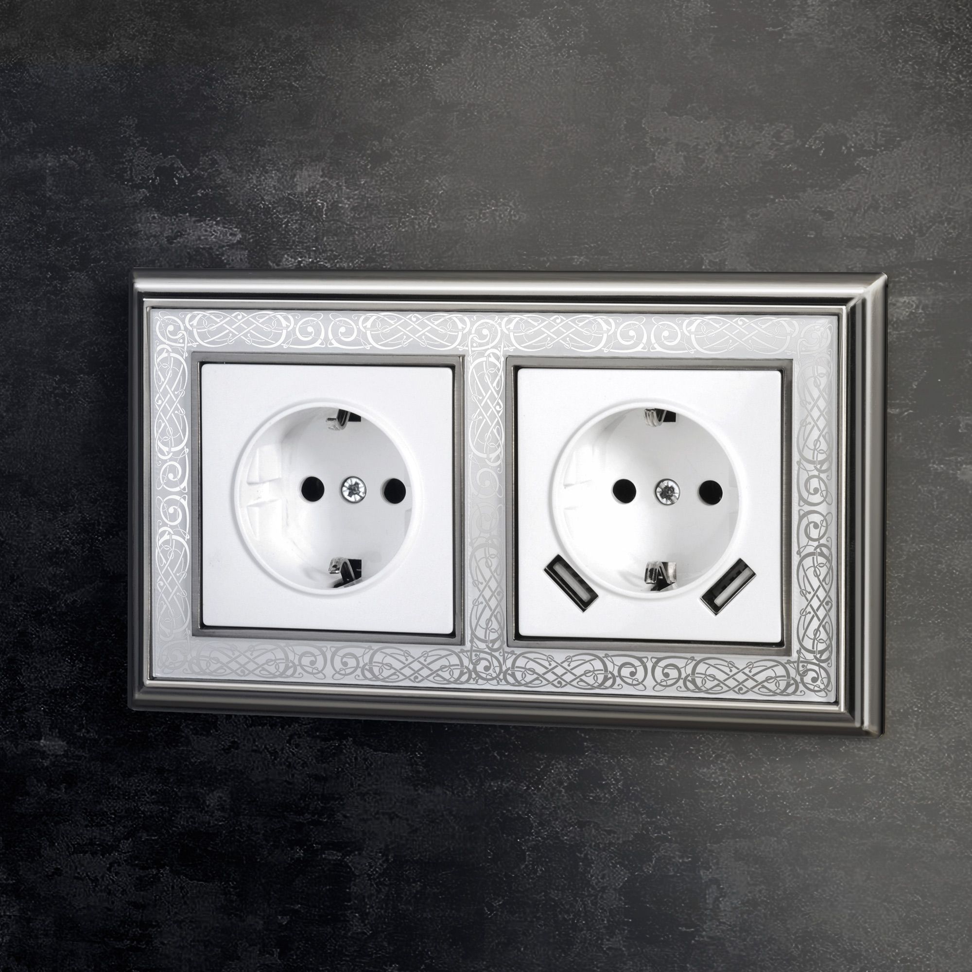 Рамка WERKEL Palacio Gracia на 2 поста (хром/белый) WL77-Frame-02 / W0021431 / a041163