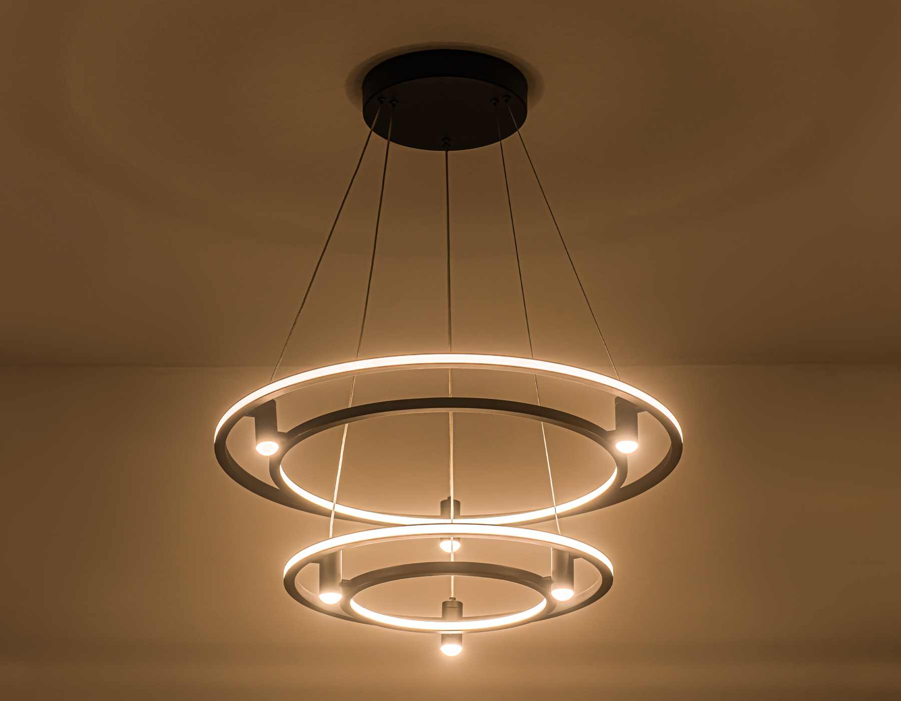 Подвесной LED светильник FL5544/2+6 BK черный 90W 3000K/4200K/6400K D600/400*1300 (без ПДУ)